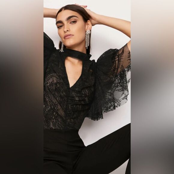 Osman Yousefzada Collective Lace Ruffle Top Size 4 - Picture 4 of 9